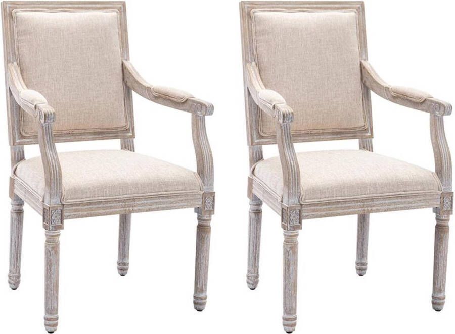 Vente-unique Set van 2 stoelen van stof en heveahout Beige AMBOISETTE L 50 cm x H 95 cm x D 60 cm - Foto 2