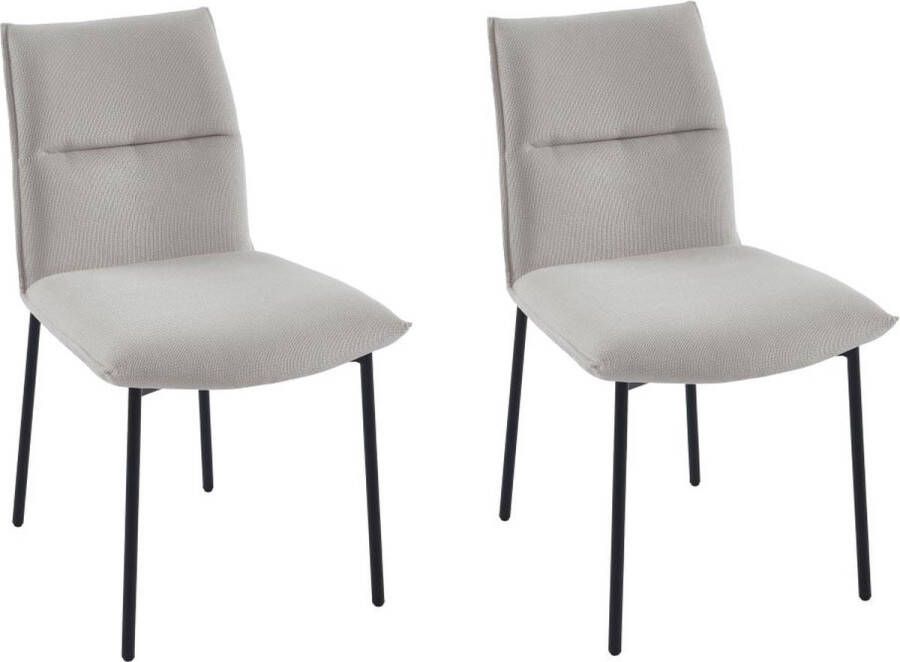 Vente-unique Set van 2 stoelen van stof en zwart metaal Crèmewit ETIVAL L 51 cm x H 85 cm x D 61 cm - Foto 1