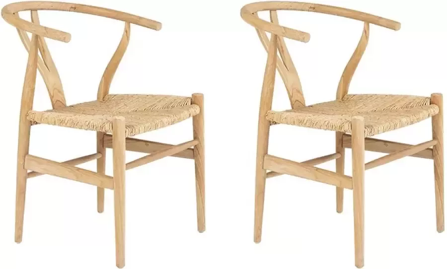 Vente-unique Set van 2 stoelen van teakhout en riet naturel POGIANA L 53 cm x H 77 cm x D 63 cm