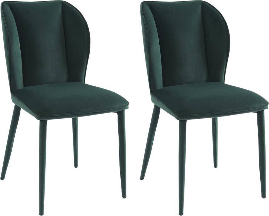 Pascal Morabito Set van 2 stoelen van velours en metaal Groen CARVENI van L 46 cm x H 89 cm x D 60 cm