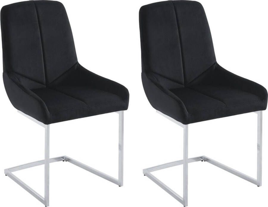 Vente-unique Set van 2 stoelen van velours en metaal Zwart BERLONA L 53 cm x H 96 cm x D 58 cm - Foto 3