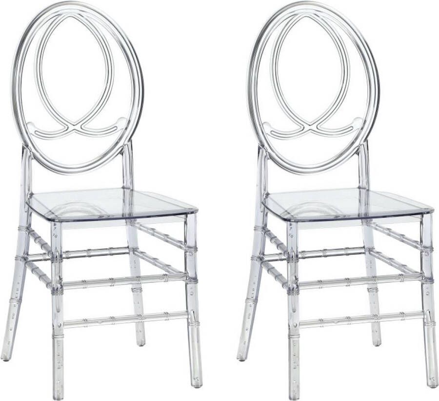 Set van 2 stoelen van vol polycarbonaat Kristalkleurig AMALINE L 38.5 cm x H 91.5 cm x D 53 cm