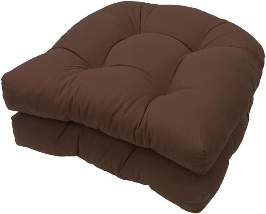 Set van 2 stoelkussens 48 ​​x 48 cm zitkussen voor stoelen zitkussen voor banken in huis en tuin binnen buitenkussen voor eetkamerstoel of keuken Bruin