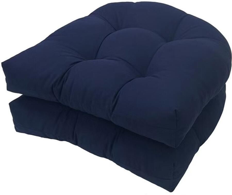 Set van 2 stoelkussens 48 ​​x 48 cm zitkussen voor stoelen zitkussen voor banken in huis en tuin binnen buitenkussen voor eetkamerstoel of keuken Marineblauw