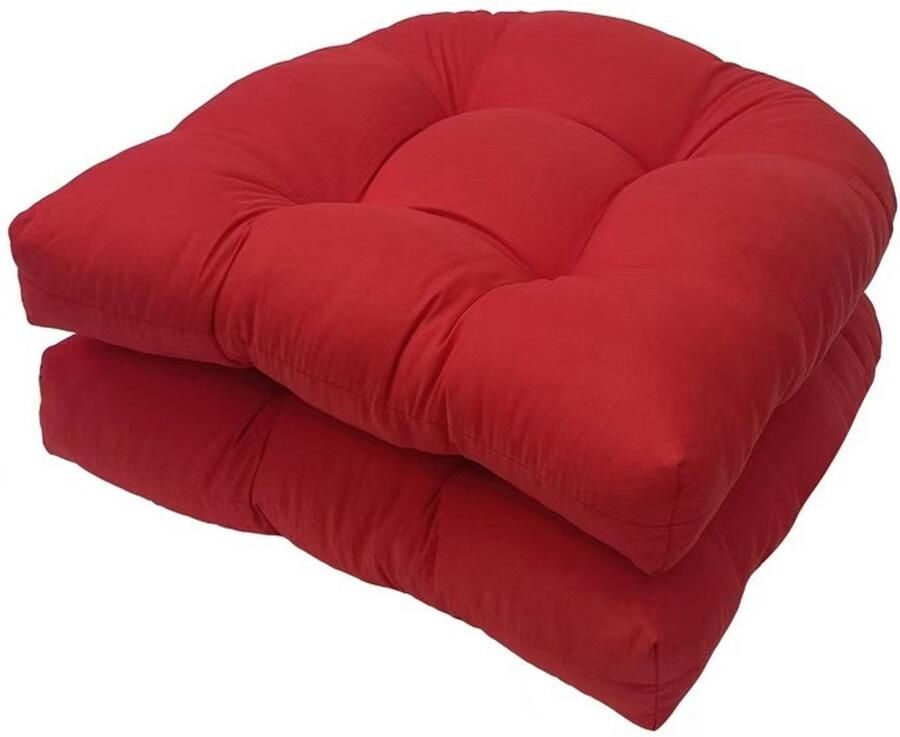 Set van 2 stoelkussens 48 ​​x 48 cm zitkussen voor stoelen zitkussen voor banken in huis en tuin binnen buitenkussen voor eetkamerstoel of keuken Rood