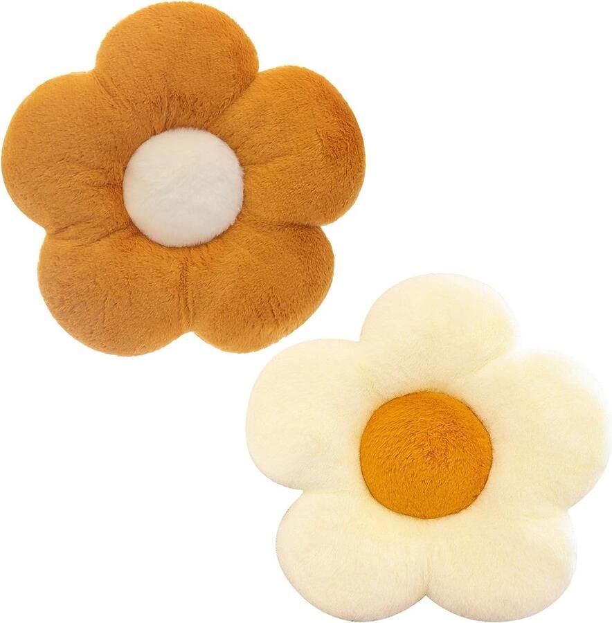 Set van 2 stoelkussens comfortabele zitkussens vloerkussen pluche kussen bloemvorm tatami-bloemkussen bankkussen decoratief kussen voor tuinstoel keuken of eetkamer