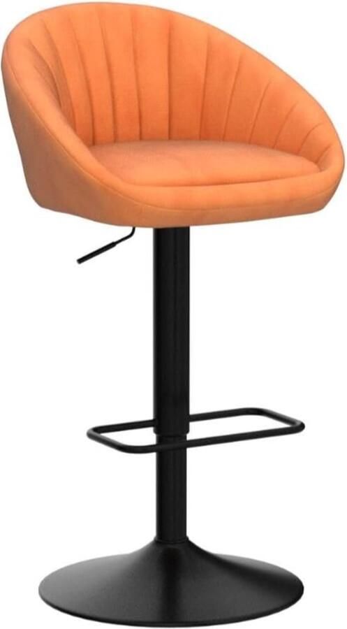 Set van 2 stoffen barkrukken met voetensteun ideaal voor bar of keuken. Deze hoge krukken in oranje zijn verstelbaar tussen 86-108 cm voor extra comfort en veelzijdigheid