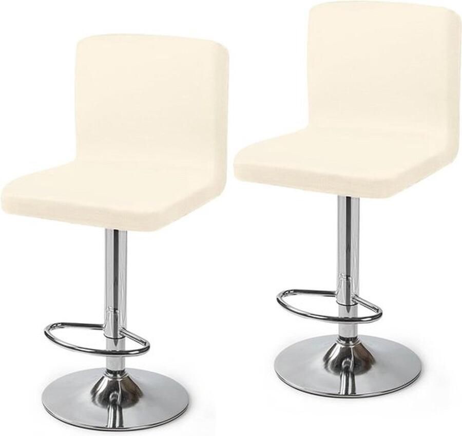 Set van 2 Stretch Barkruk Stoelhoes Verwijderbare Wasbare Eetkamerstoelhoezen Crème