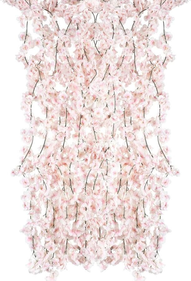 Set van 2 stuks kunstbloemen kersenbloesem slinger roze 18 m zijden bloemen wijnstok voor bruiloft feest tafel achtergrond boog wanddecoratie met extra's
