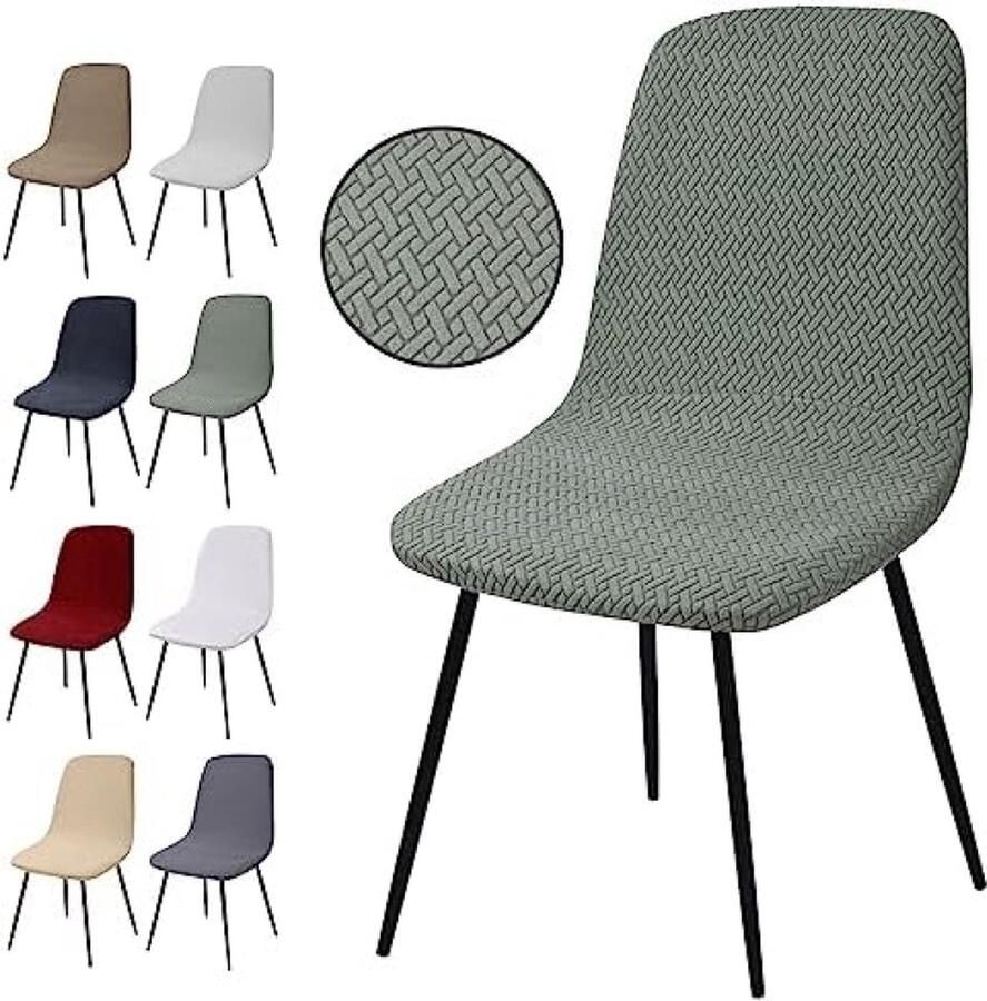 Set van 2 Stuks Stretch Stoelhoezen Jacquard Eetkamerstoelhoezen Universele Stoelhoezen Afneembaar Wasbare Stoelhoes voor Eetkamer Hotel Banket Bruiloft Feest(T-Lichtgroen Set van 2)