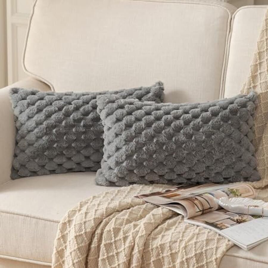 Set van 2 Superzachte Kussenslopen 30 x 50 cm Decoratieve Kussenhoezen voor Bank en Bed Wolfluweel