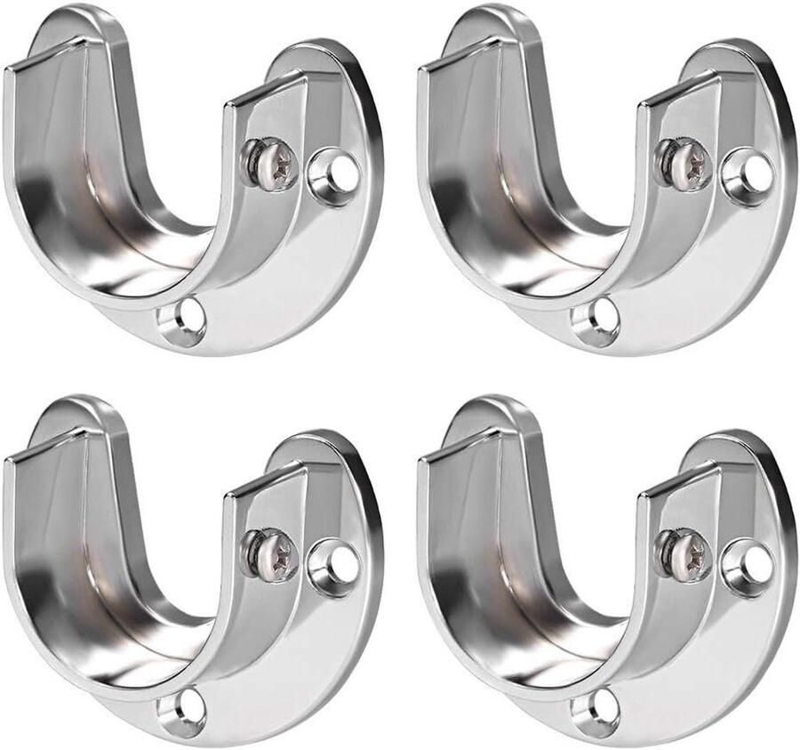 Optimaliseer de titel: Set van 2 U-vormige wandkast stang houders voor kledingkast zinklegering 25 mm diameter 38mm Diagonaal Set van 4 stuks