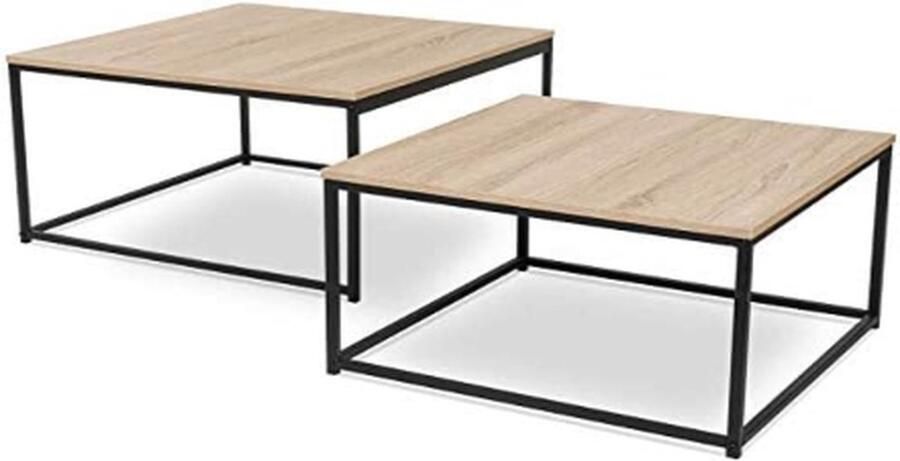 Set van 2 uittrekbare salontafels Detroit 60 70 industrieel design