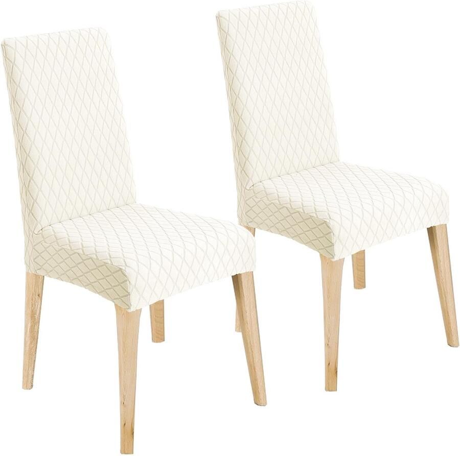 Set van 2 universele stretch stoelhoezen eetkamerstoelhoezen elastisch modern afneembaar wasbaar voor eetkamer keuken bruiloft banket beige