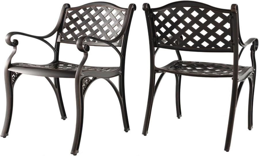 Set van 2 Verstelbare Tuinstoelen van Gegoten Aluminium Bistrostoelen voor Buiten en Binnen