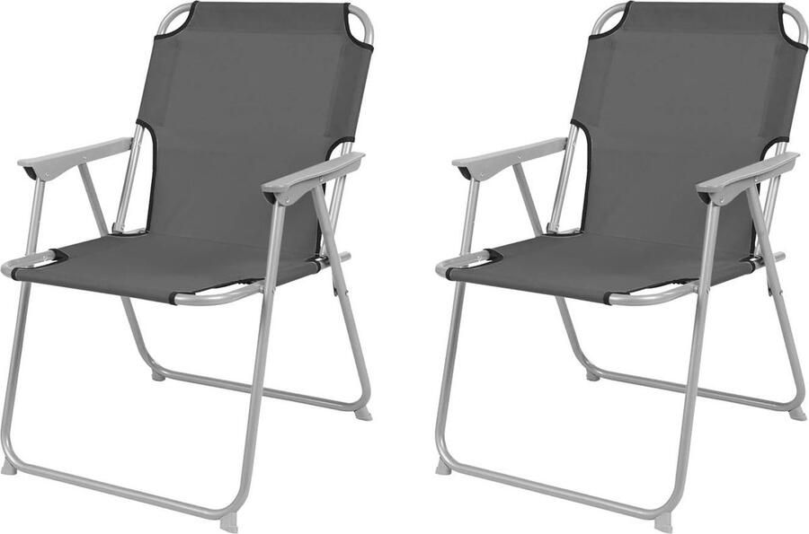 Set van 2 vouwstoelen voor camping en buitengebruik Inklapbare klapstoelen Grijs