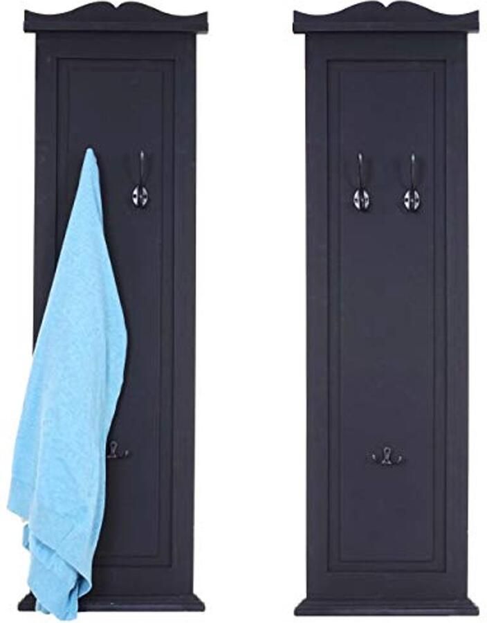 Set van 2 Wandgarderobe met Haken Donkergrijs Gelakt Hout 109x28cm