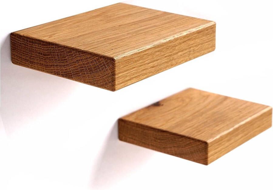 Set van 2 wandplanken uit Berlijn kleine zwevende planken van natuurlijk hout moderne decoratie handgemaakte planken van massief eiken minimalistische multifunctionele