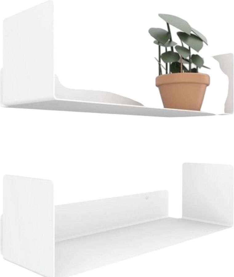 Retadou Set van 2 wandplanken wit moderne wandplank 2 x 42 cm zwevend witte boekenplank wandrek witte plank witte plank