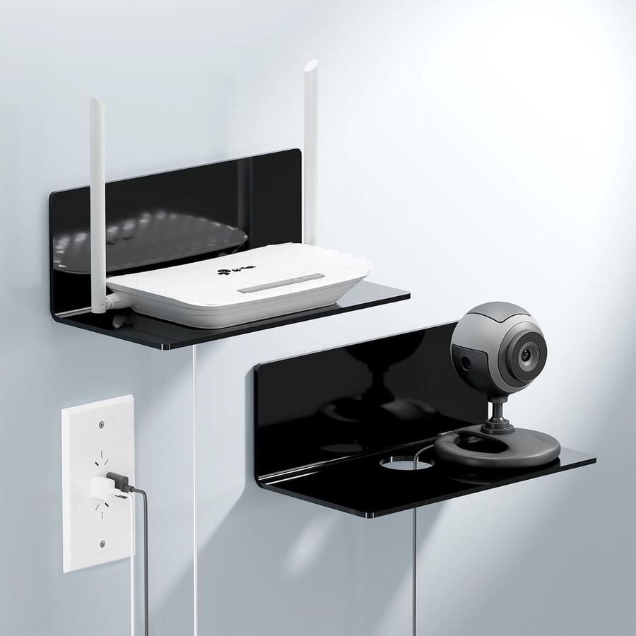 Zelfklevende wandplanken zonder boren Set van 2 stuks 23 cm breed acryl voor badkamer woonkamer slaapkamer keuken kantoor