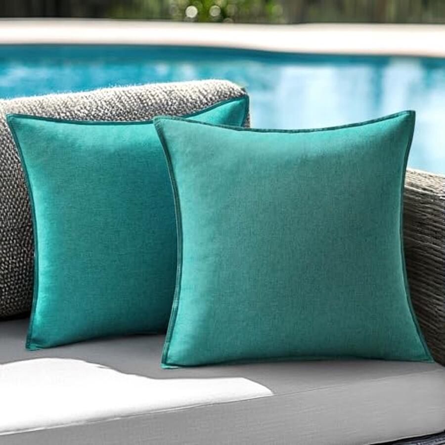 Set van 2 Waterdichte Kussenslopen voor Buiten 45x45 cm Turkoois Decoratieve Kussens voor Terras en Bank