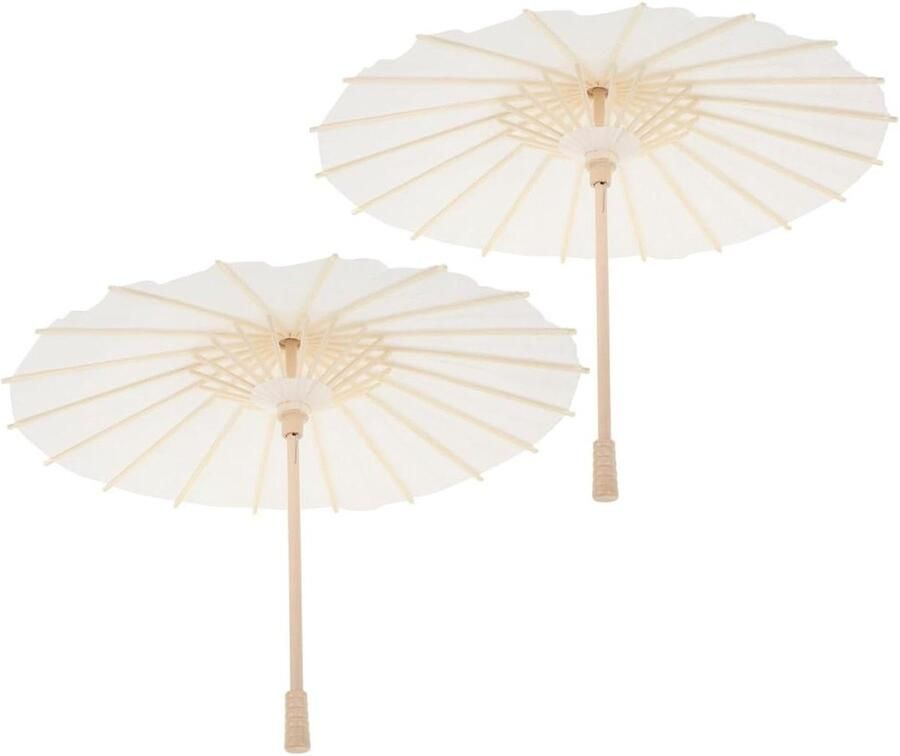 Set van 2 Witte Papieren Paraplu's voor DIY Schilderen Dans en Fotografie Decoratieve Parasols voor Bruiloft en Feest 30 cm