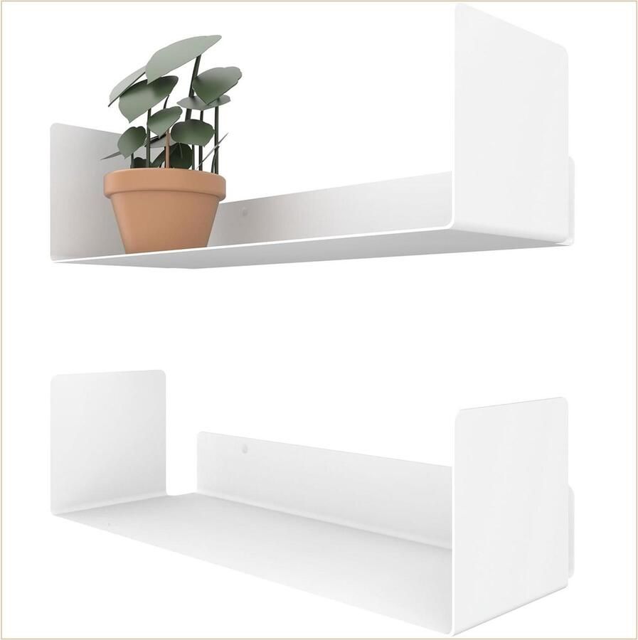Set van 2 Wandplank wit modern tijdloos design Boekenkast eenvoudige montage Wandplank 2x 42cm Planchet kantoor woonkamer Wandrek