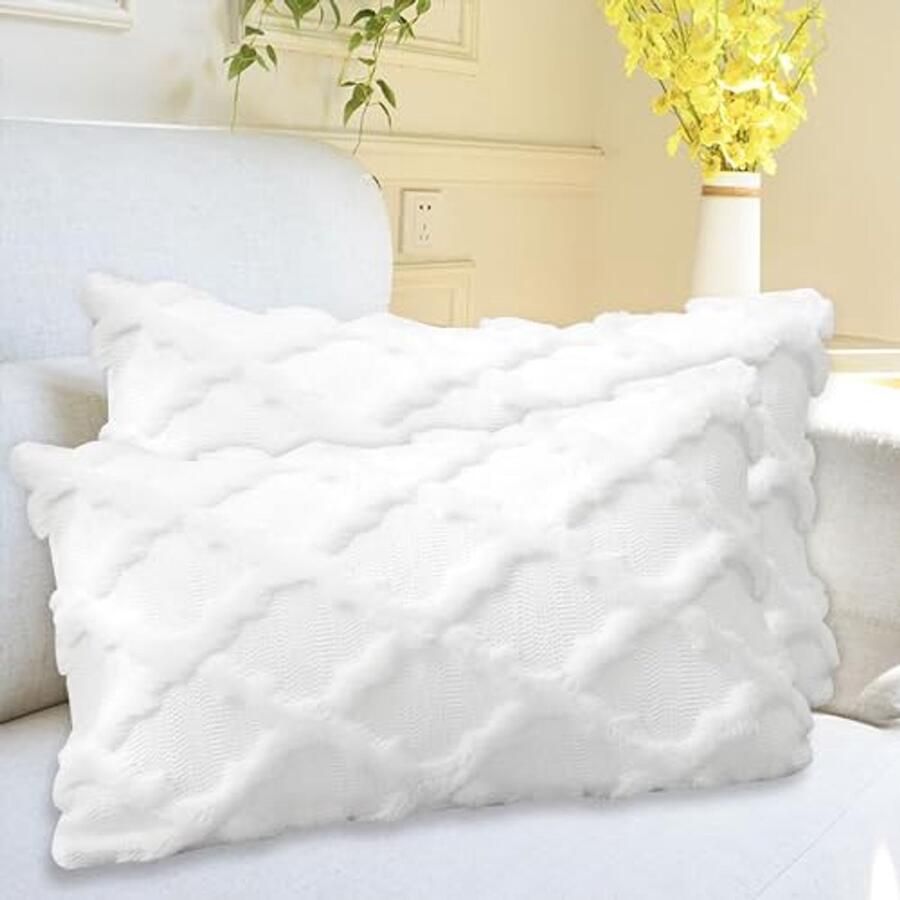 Set van 2 Wollen Kussenhoezen van Fluweel Zachte Sierkussenhoezen voor Bank en Slaapkamer