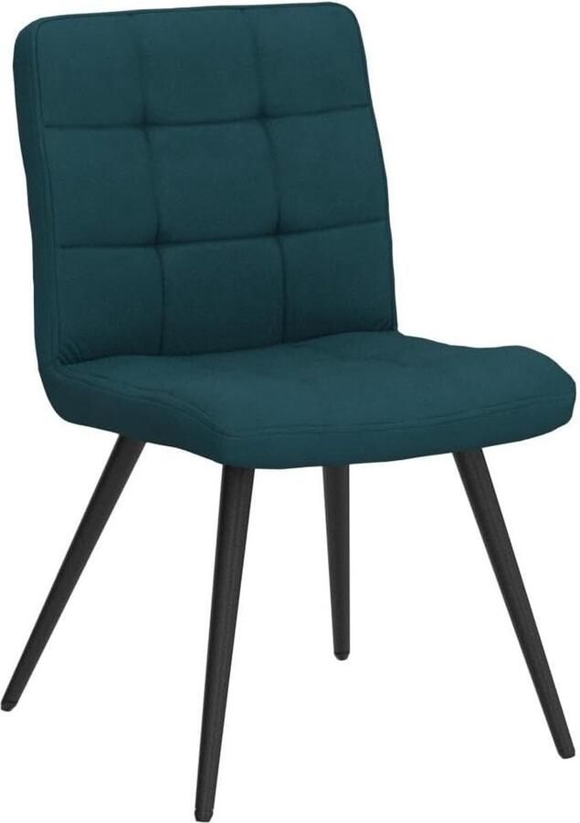 Set van 2 x Cubana gestoffeerde keuken eetkamerstoel sterk zwart staal metalen been lounge woonkamer receptie stoel (blauwgroen fluweel)