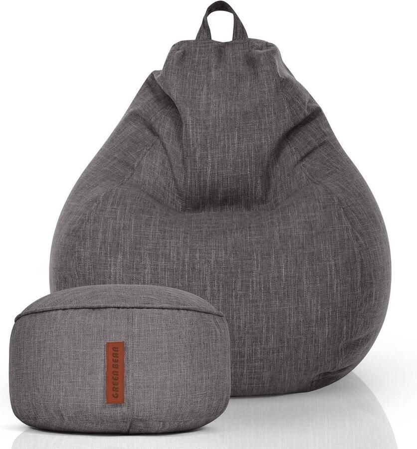 Set van 2 XXL Zitzak en Voetenbankje voor Binnen Comfortabel Lounge Kussen voor Ontspanning