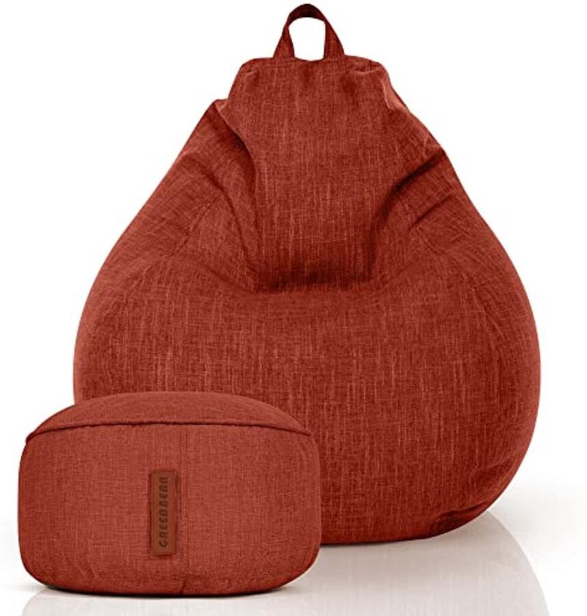 Set van 2 XXL Zitzakken en Kruk voor Binnen Ergonomisch en Comfortabel Voetenbankje