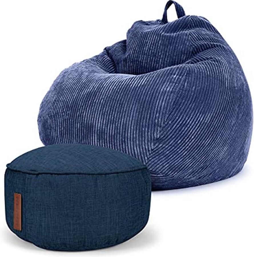 Set van 2 XXL zitzakken en poef voor binnen Comfortabele loungekussens met wasbare hoezen