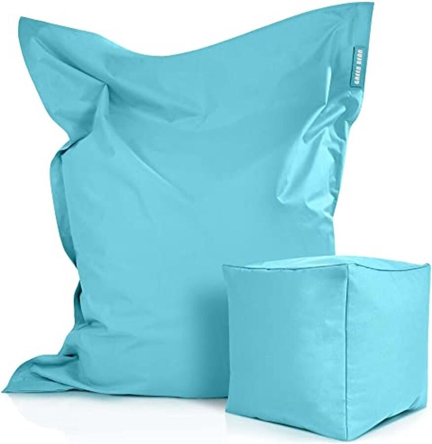 Set van 2 XXL Zitzakken met Poef Lounge Kussen en Vloerkussen 140x180 cm