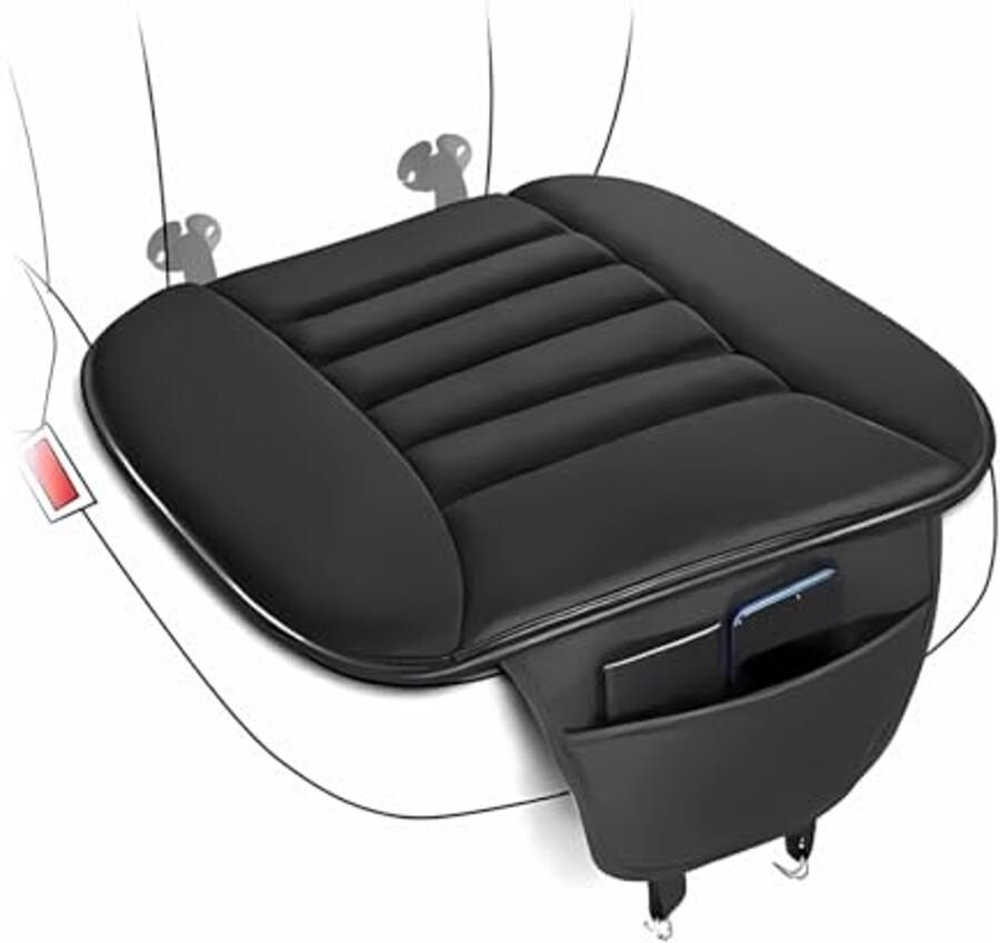 Set van 2 Zachte Antislip Autostoelkussens Ergonomische Traagschuim Kussens voor Voorstoelen Bureaustoelen en Rolstoelen