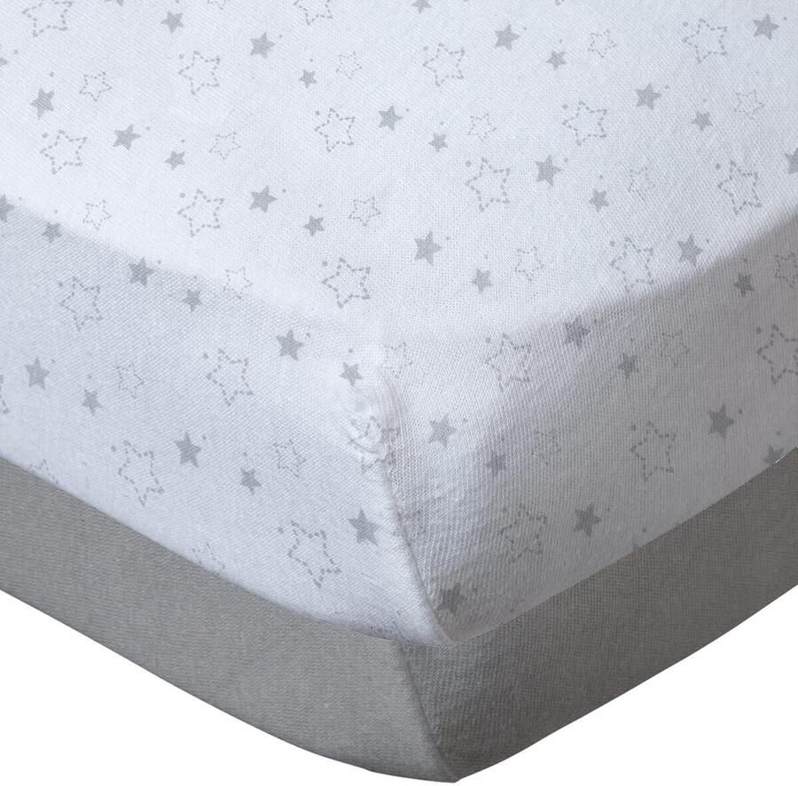 Set van 2 Zachte en Duurzame Hoeslakens voor Babybed 70x140 cm Grijs Ster