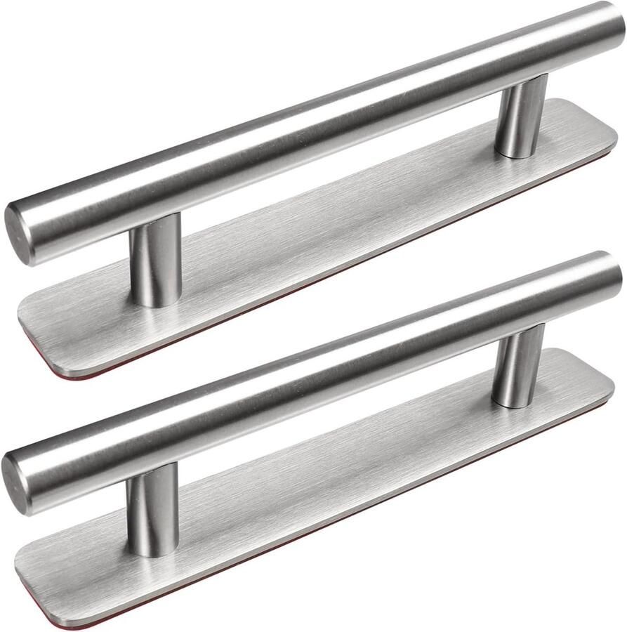 Set van 2 Zelfklevende Meubelhandgrepen Roestvrijstalen Kastgrepen Geen Boren Nodig voor Keuken Deuren en Lades 128mm Zilver Ideaal voor Verbetering van Interieur en Functionaliteit - Foto 2