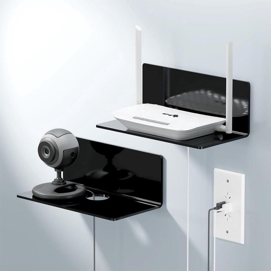 Set van 2 zelfklevende wandplanken multifunctioneel 2 stuks transparant acryl 23 cm