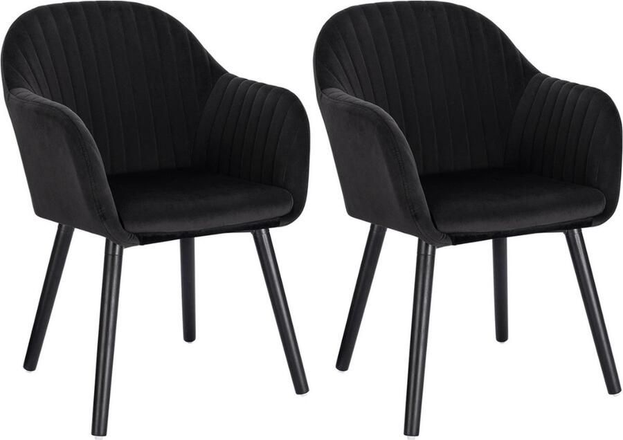 Set van 2 zwarte eetkamerstoelen Zithoogte 44cm Anti-slip Zachte zitting Moderne uitstraling Voor elk interieur