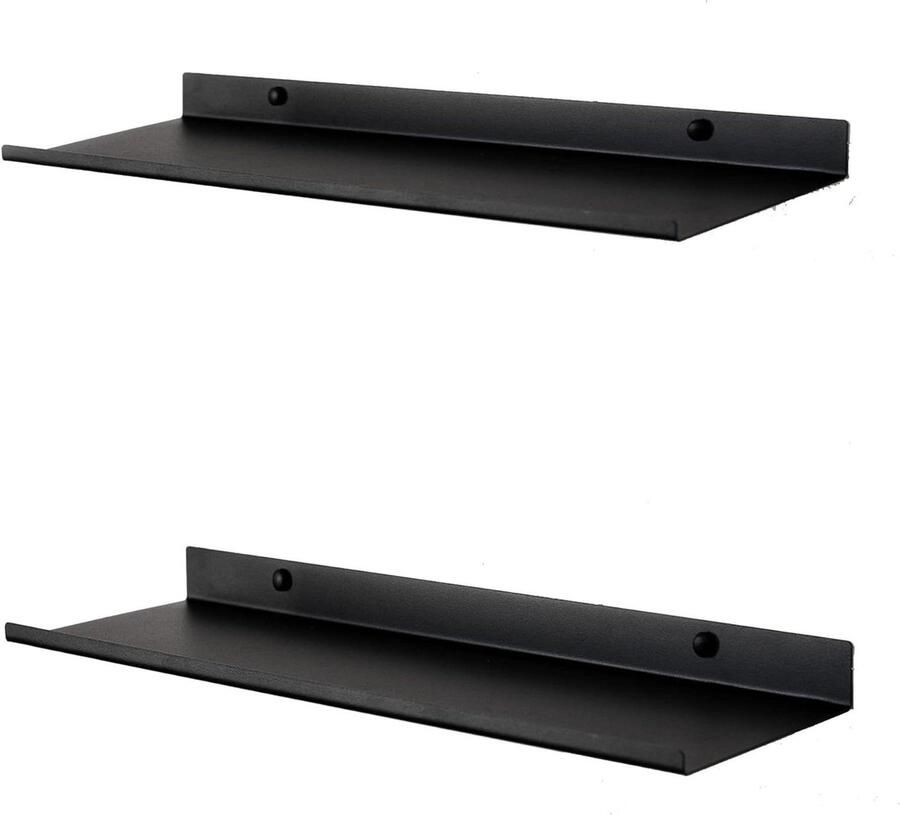 Zwevende Zwarte Wandplanken (Set van 2 50 cm) voor Decoraties & Organisatie Aesthetic Room Decor Preppy Stuff Badkamer Keuken Woonkamer Trendy en Stijlvol