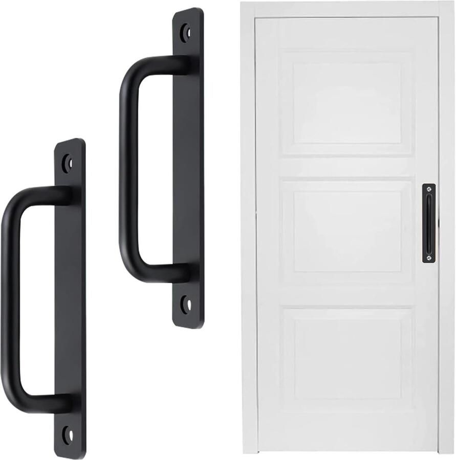 Set van 2 zwarte schuifdeurgrepen aluminium 18 cm