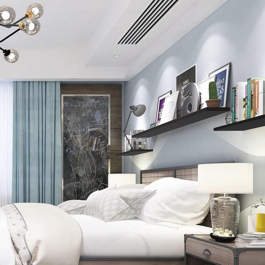 Set van 2 Zwevende Planken in Zwart Wandrekken voor CD's Boeken en Decoratie