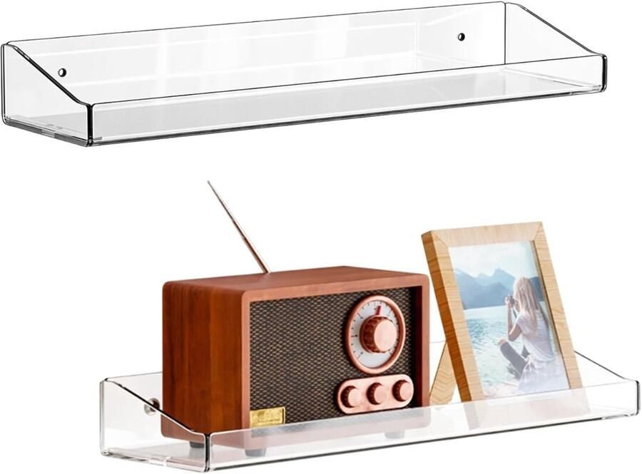 Set van 2 zwevende planken wandrek acryl 40 cm