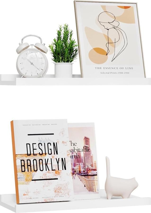 Set van 2 zwevende wandplanken 400x150x30mm wandplank zwevende plank houten plank voor woonkamer keuken kinderkamer slaapkamer draagvermogen van 10kg wit