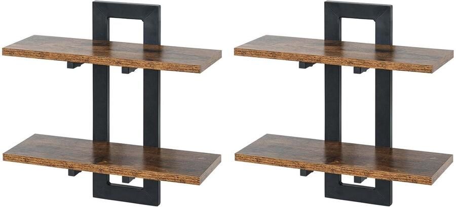 Set van 2 zwevende wandplanken Modern ontwerp 2 stuks Wit Hout