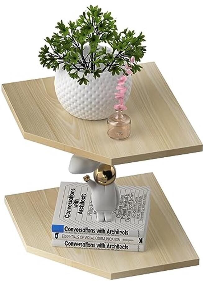 Set van 2 zwevende wandplanken voor opslag in hoek ideaal voor jongenskamer en moderne woondecoratie