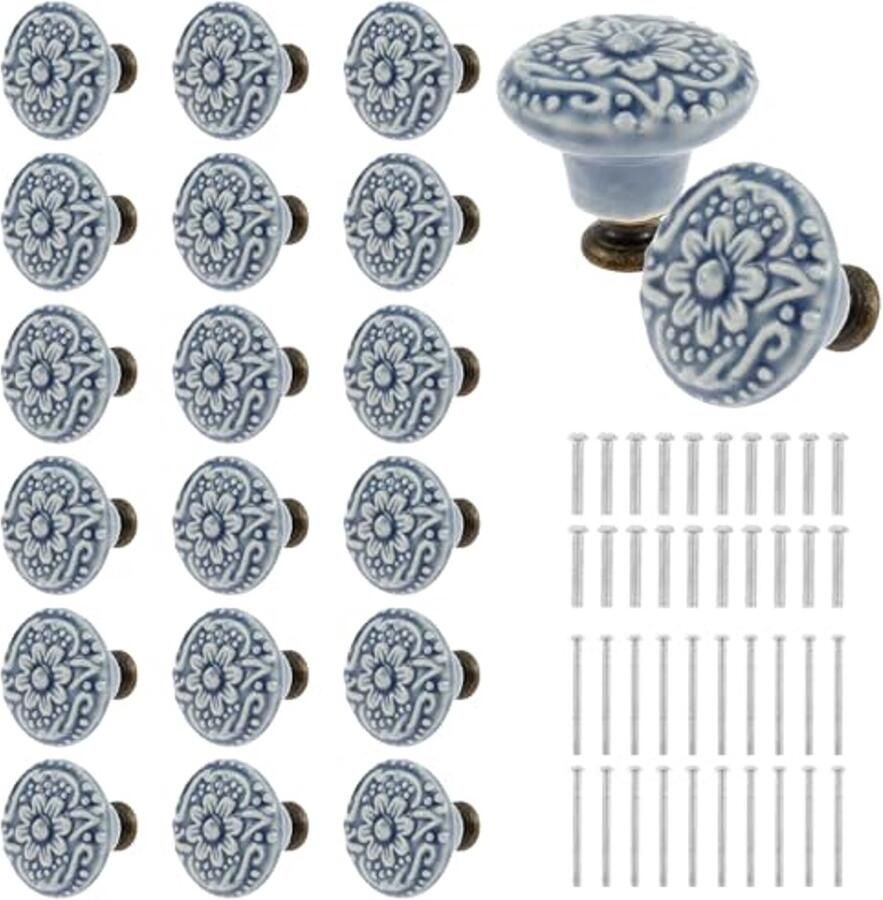 Set van 20 Vintage Keramische Deurknoppen Decoratieve Kastknoppen voor Meubilair