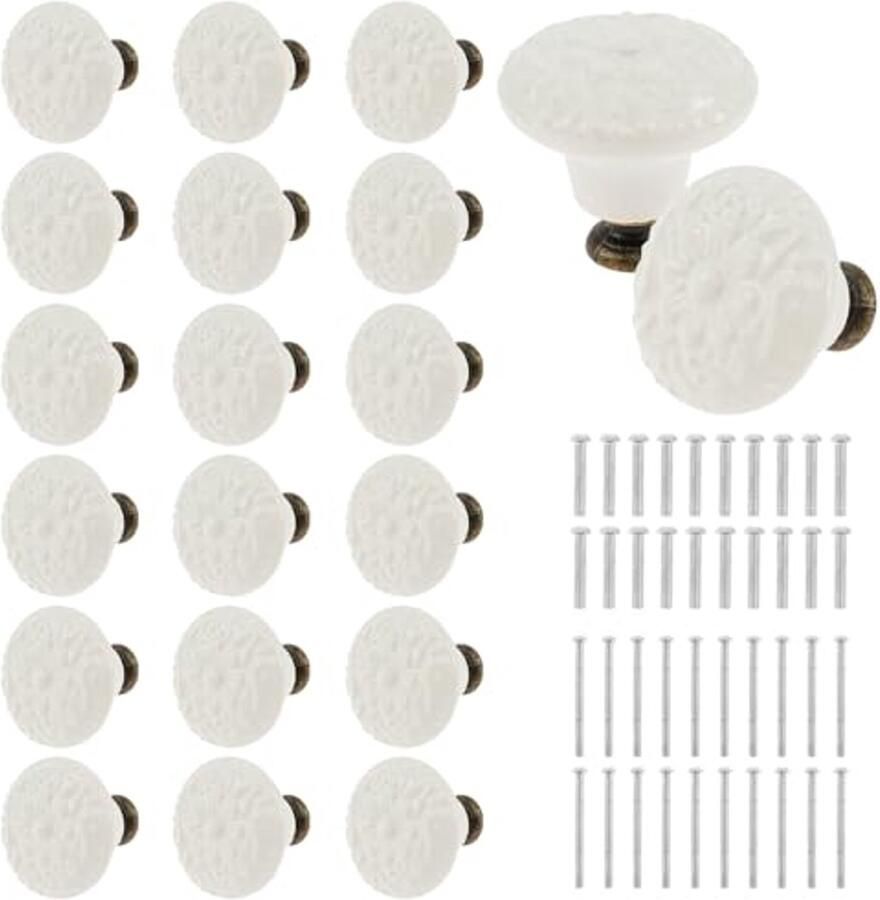 Set van 20 Vintage Keramische Deurknoppen voor Meubels