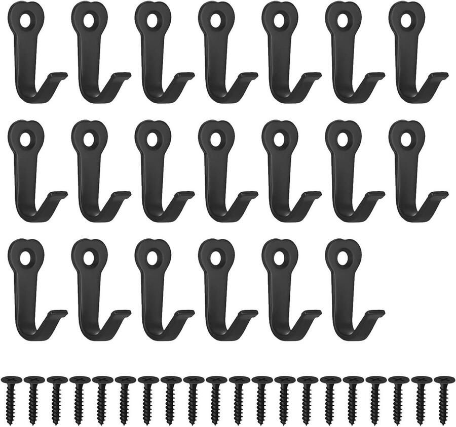 Set van 20 zwarte kapstokhaken voor efficiënte opslag Antieke hartvormige haken voor jassen en handdoeken