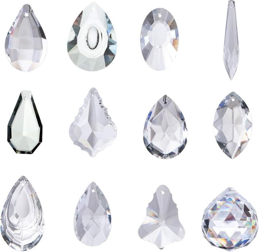 Set Van 24 Kristallen Zonnevangers Glazen Prisma Hangers Voor Kroonluchters Lampen & Vensterdecoratie Sfeervolle Woondecoratie