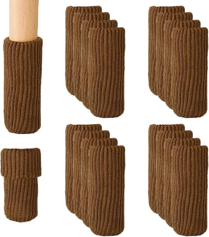 Set van 24 stoelpootsokken vloerbeschermers anti-kras meubel sokken donkerbruin